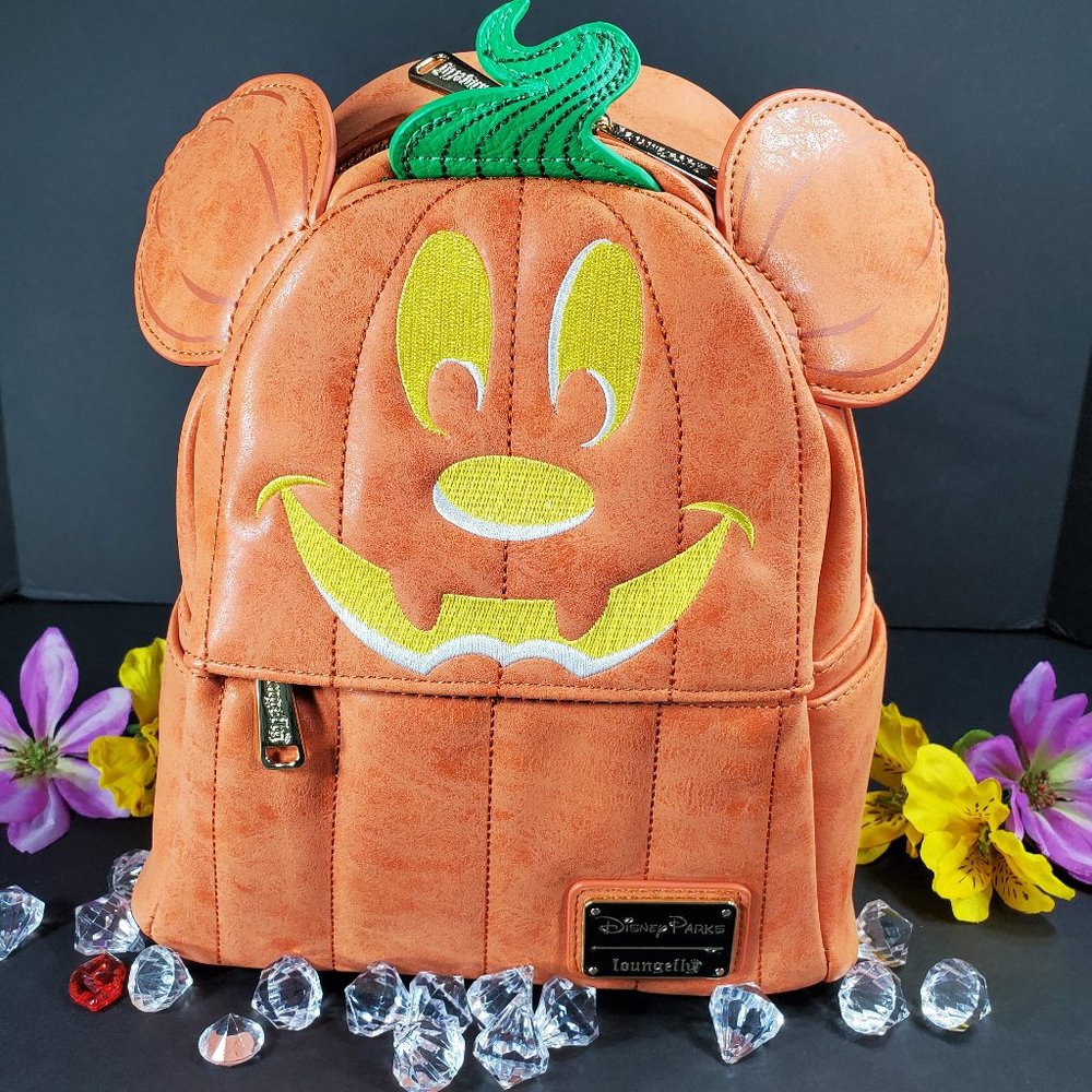 Disney Loungefly Orange Pumpkin Backpack - Picture 1 of 8